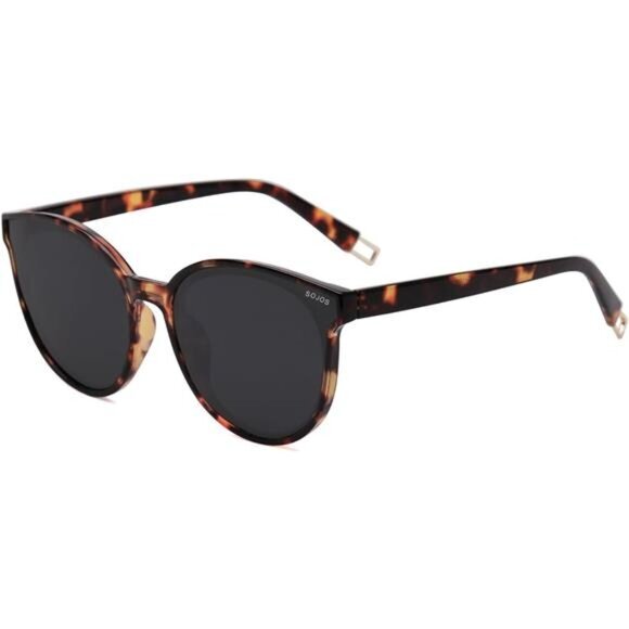 Women Leopard Black Oversized‎ Round Eye Sunglasses - Picture 1 of 6